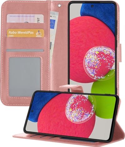 Hoesje - Geschikt voor Samsung Galaxy A52s 5G - Luxe Bookcase - Walletcase Hoes - Portemonnee - Cover - Telefoonhoes - Rosé goud