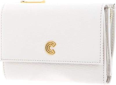 COCCINELLE Leren Portemonnee Myrine Wallet Grained Leather Coconut Milk Crème