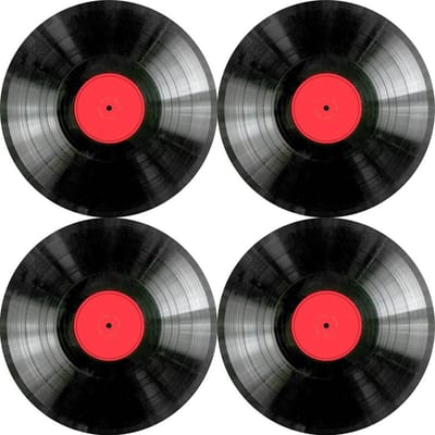Bertoni - Placemats - tafelmatten set van 4 stuks - rond - 33 cm, Vinyl - Zwart