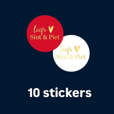 10x Sluitstickers -Liefs sint en piet- 4cm - staf- goudfolie - sluitzegel