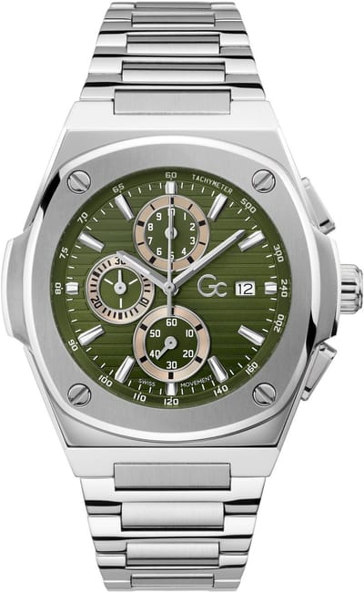 Gc Gc Coussin Shape Chrono Metal Quartz Chronograafhorloge Zilverkleurig Kast Gemaakt Van 100% Roestvrij Staal En Een Armband Van 100% Roestvrij Staal 44 Y99024G9