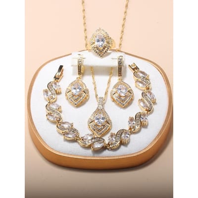 Bracelet Charms Bague de Mariage Dubai Collier Et Boucles d'Oreilles Nouveaux Originaux Italiens Plaqué Or Jeux de Bijoux Pour Femmes Cadeau resizable beige