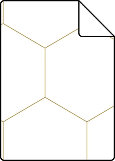Proefstaal ESTAhome behang hexagon wit en goud - 26.5 x 21 cm - 139312-S