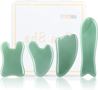 Gua Sha Set - Gua Sha Massage - Gezichtsverzorging - Natuurlijk Kwarts - 4 Delig - Groen