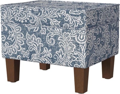 Opberg Poef - Ottomaanse Bankje - Woonkamer Organisatie - Scharnierend Deksel - 22"B x 18"D x 18"H - Blauw
