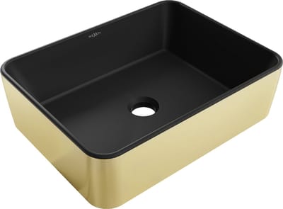 Mexen Catia opzetwastafel 48 x 37 cm, zwart mat/goud - 21314876