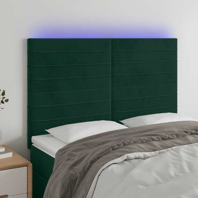 vidaXL - Hoofdbord - LED - 144x5x118/128 - cm - fluweel - donkergroen