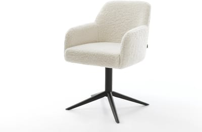 Eetkamerstoel Greg-Flex kruispoot zwart teddy beige 360° draaibaar rocker-functie pocketveer kern