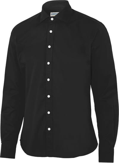 Cottover SHIRT TWILL SLIM FIT MAN - GOTS GECERTIFICEERD 141048 - Zwart - 36