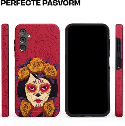 Casetastic Hoesje Geschikt voor Samsung A14 (5G/4G) - Stijlvolle Beschermende Duo-layer Case - Middernachtmasker