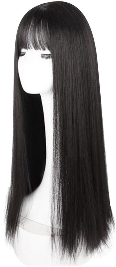 Dailygoods- Lange Pruik Elegante Pony - Synthetisch Haar - Hittebestendig - Duurzaam - Hoge Dichtheid - Eenvoudig Onderhoud