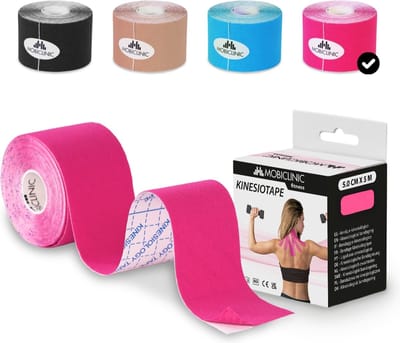 Mobiclinic - Kinesiotape - Model Mobitape - Neuromusculaire kleefzwachtel - Spierpijnbestrijding - Elastisch - Waterdicht - Kinesiologie bandage - Geschikt voor meerdere zones - Rol - 5x5 cm - Roze