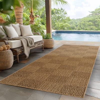 Timber Lorium Buitenkleed – Indoor & Outdoor, Jute-Look Vloerkleed, Weerbestendig, Tuin, Balkonkleed - Beige