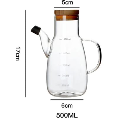 Transparante Glazen Olieflacon met deksel Handvat Schaal Hittebestendig 500/800ml Soja Azijn Saus Milieubescherming Container white