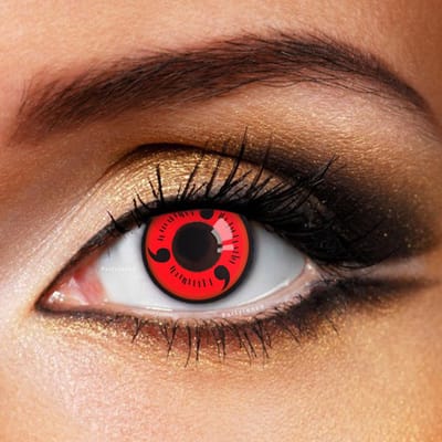 Partylens® rode kleurlenzen - Sharingan Naruto Magatama - zachte jaarlenzen met lenshouder - Cosplay - Halloween