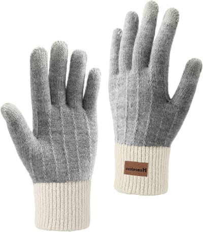 Winterhandschoenen voor Touchscreen, Gebreide Vingerhandschoenen, Warm en Winddicht voor Sport, Skiën, Fietsen en Berichten, Geschikt voor Mannen en Vrouwen (Grijs)