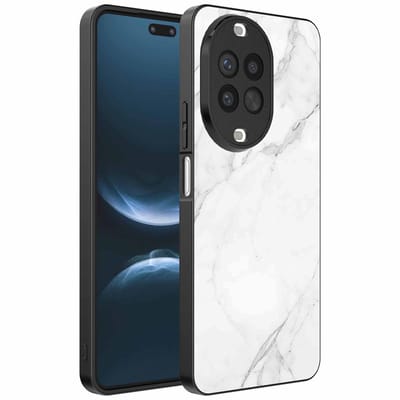 Geschikt voor Huawei Nova 14 Pro Telefoonhoesje met Wit Marmer Opdruk - TPU Backcover Case White Marble Design - Zwart - Smartphonica geschikt voor Huawei Nova 14 Pro
