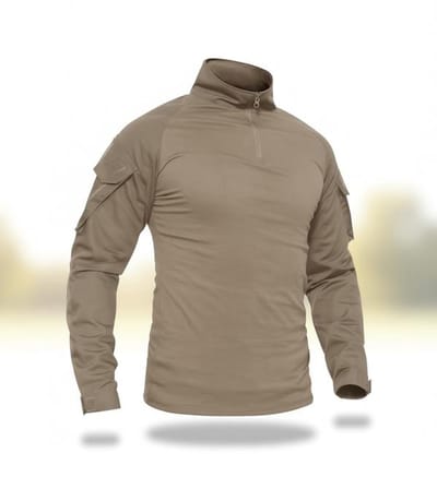 Maison Elara Heren Combat Shirt Lange Mouwen - Khaki - Outdoor Militaire Stijl