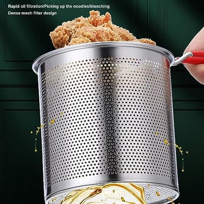 Friteuse Pan - Koekenpan Zeefmand - Lekker Frituren - Olie Besparend Ontwerp - 4-Delige Set - Zilverkleurig