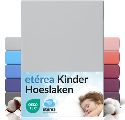 etérea Jersey Hoeslaken 80x160 - 80x180 cm Oekotex Made in Green - 100% katoen - zilver