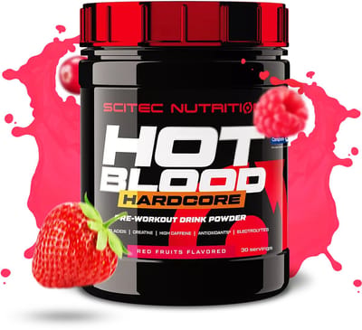 Scitec Nutrition® - Hot Blood Hardcore (375 gram - Red Fruits) - Fruit - 30 doseringen - krachtige pre workout formule - poeder - pre-workout