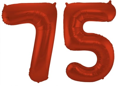 Folat Verjaardag Leeftijd folieballon - 75 jaar - rood - 86 cm - cijferballon groot