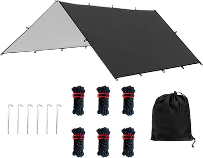 Tent Zeil - Beschermend Tarp - Outdoor Bescherming - Waterdicht en UV-bestendig - Maat L - Zwart