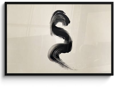 Poster in lijst - Fotolijst 120x80 cm - Posters - Penseelstreek - Zwart - Minimalistisch - Posterlijst zwart - Decoratie - Wanddecoratie woonkamer - Muurdecoratie slaapkamer