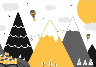 Fotobehangkoning - Behang - Vliesbehang - Fotobehang Avontuur in de Bergen - Kinderbehang Adventure in the Mountains - 150 x 105 cm