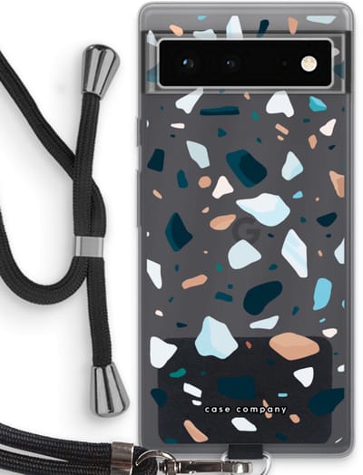 Case Company® - Hoesje met koord geschikt voor Google Pixel 6 hoesje met Koord - Terrazzo N°13 - Telefoonhoesje met Zwart Koord - Bescherming aan alle Kanten en Over de Schermrand