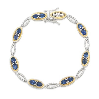 Cavill - Zilveren Armband 925 Sterling met 4,41 ct Blauwe Ovale Saffier & 0,735 ct Zirkonia - Luxe Sieraad met Veiligheidssluiting