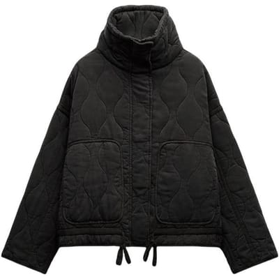 Herfst/Winter Traf Dames Wassen Zacht Hoge Kraag Clip Katoenen Jas Serie Losse Jas S zwart