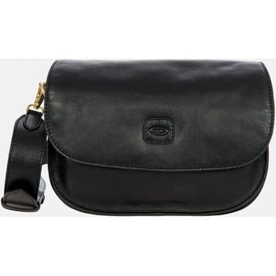 BRIC'S Leren Schoudertas Volterra Messenger Bag Black Zwart