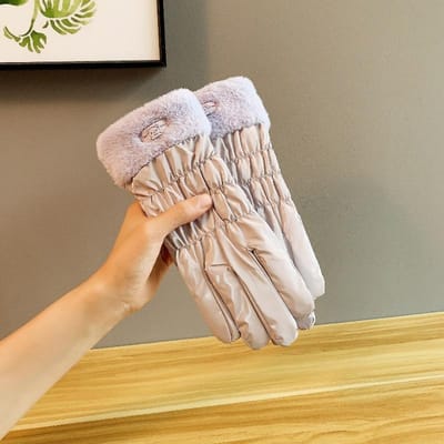 Modieuze en Eenvoudige Herfst- en Winter Warme Handschoenen voor Dames Verdikt met Fleece Touchscreen Antislip en Waterdicht Ski Skin Feel Handschoenen One size white