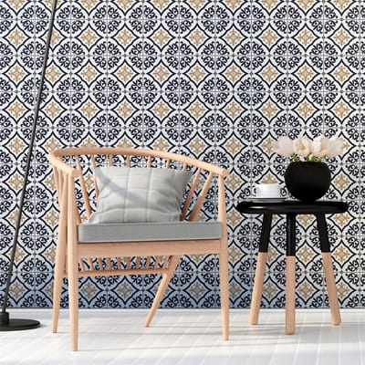 Zelfklevende tegelmuurstickers voor keuken en badkamer - 24 Estrela Azulejo tegelstickers - 24 stickers van 15x15 cm