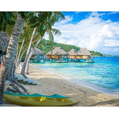 5D bricolage diamant broderie paysage diamant peinture bord de mer point de croix 20X30CM blue