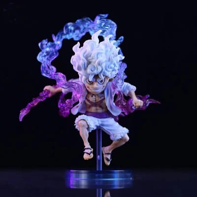 Bandai 10cm Mini One Piece Luffy Gear 5 Actiefiguur Zonnegod Nika Beeldje Anime Figuur PVC Model Poppen Verzamelspeelgoed Cadeau Kinderen blue
