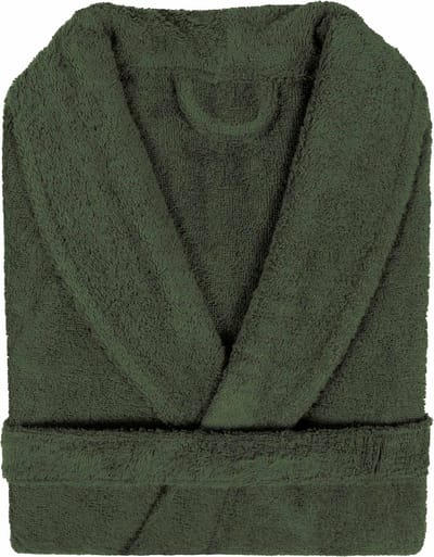 Badjas Badstof Uni Pure Royal met Shawlkraag Kaki Groen col 2596 maat L