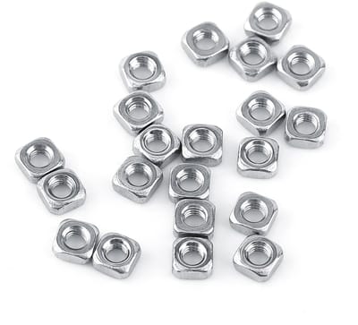 Dailygoods- Vierkante Moer 100 Stuks - M3 DIN557 - Roestvrij Staal 304 - Zilver - Schokbestendig - Eenvoudig te Gebruiken - Moeren