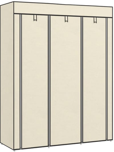 Merax Stoffen Kledingkast 125x43x162,5 cm – Opvouwbare Garderobekast met Hangstang en Planken – Lichtgewicht Opbergkast Crème Wit
