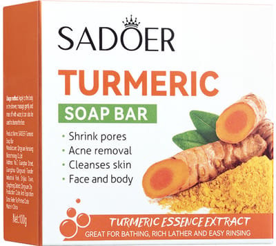 Sadoer | Kurkuma zeep | Turmeric soap | Dark spot remover | Anti acne zeep | Pigmentvlekken verwijderen | Gezichtsreiniger | Lichaamszeep | Handgemaakte natuurlijke zeep | Kojic acid soap | Body wash | Glow skin soap | Porie reiniger | Zeep tablet #1