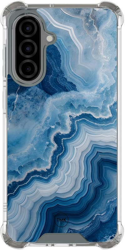 Shockproof hoesje geschikt voor Samsung Galaxy A56 - Skystone marble - Schokbestendig - Verhoogde randen - TPU case - Extra Sterke Back Cover - Marmer - Transparant, Blauw