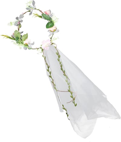 Bruidsbloemkrans Hoofdband - Bruidssieraad Haarband - Bruiloft Accessoire - Lichtgewicht Stijlvol - ca. 19cm Diameter - Diverse Kleuren