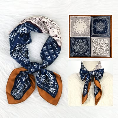Dames Sjaal - Sjaals - Stola - Vierkante doek - Elegant Stijlvol Dames haar sjaal - Satijn zijde - Hals sjaaltje - Sjaaltje Satijn - Neksjaaltje - Omslagdoek Modesjaals - Neksjaal - Dames Halsdoek -Dame -38，70*70CM