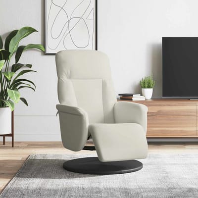 vidaXL - Fauteuil - met - voetensteun - verstelbaar - fluweel - crèmekleurig