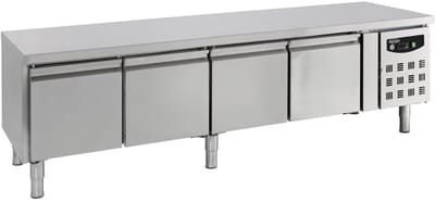 Combisteel Koelwerkbank - STANDARD LINE - Laag Model - 380L - 4 Deuren 1/1 GN - +2°C/+8°C - Geforceerd - 2230x700x650mm