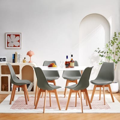 Moderne eettafel met 6 stoelen voor eetkamer en keuken - Ruimtebesparend ontwerp