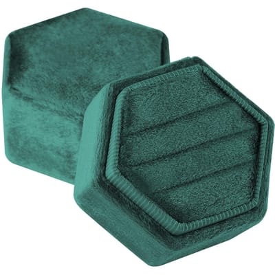 Vintage Zeshoekige Sieraden Dubbele Ring Doos Lege Koffer Houder voor Verloving Bruiloftsceremonie Valentijnsdag Cadeau groen