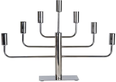 Star Trading Zilveren metalen kandelaar 'Pix', 7-armig, E14, netvoeding, glanzend, H 40 cm, B 57 cm