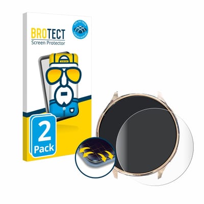 BROTECT - Screenprotector voor Sanorum Smartwatch 1.39" voor Dames - Folie Beschermfolie transparant volledig dekking - 2 Stuks